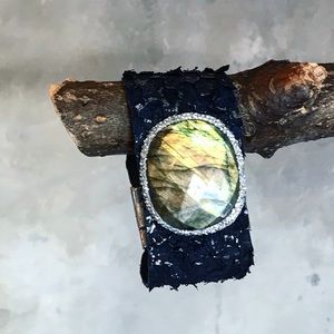 Matana Labradorite Bohemian leather wrap bracelet